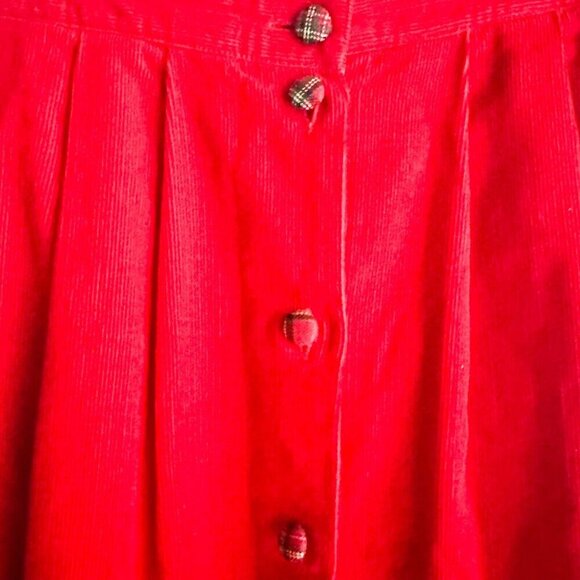 Susan Bristol Red Corduroy Patchwork Beaded Midi Skirt 8 - Picture 4 of 10